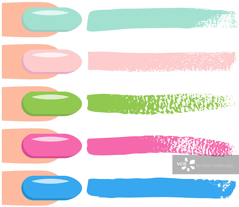 不同的抽象涂抹和印刷图案集合。无缝图案用于营造修剪整齐的手指风格。装饰模板，设计风格的笔触。丙烯艺术绘制的纹理条纹。设计风格的笔触与修剪整齐的手指相结合。丙烯艺术绘制的纹理条纹。图片素材