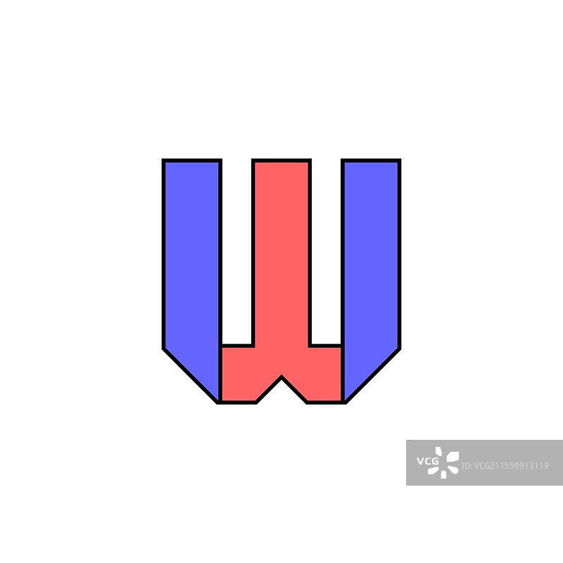 用彩色纸折叠的字母字体，字母w，由多彩丝带制成，矢量插图10EPS。用彩色纸折叠的字母字体，由多彩丝带制成，矢量插图10EPS。图片素材