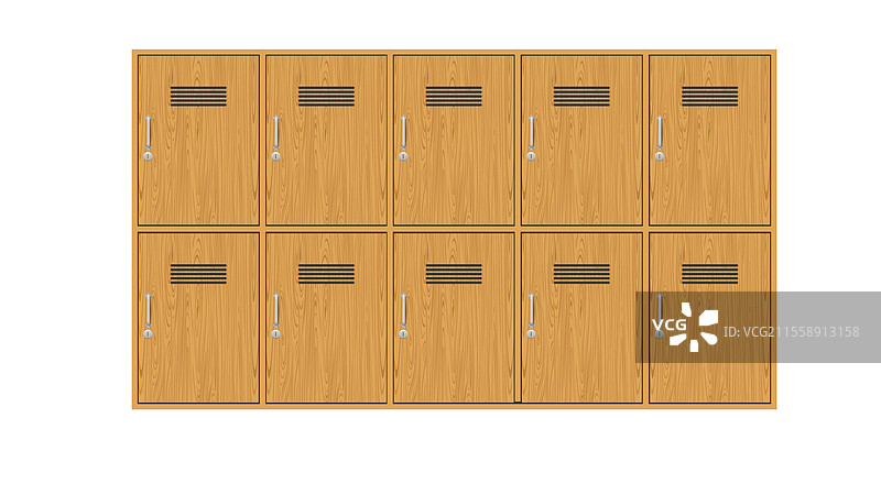 白色背景上的木质储物柜图片素材