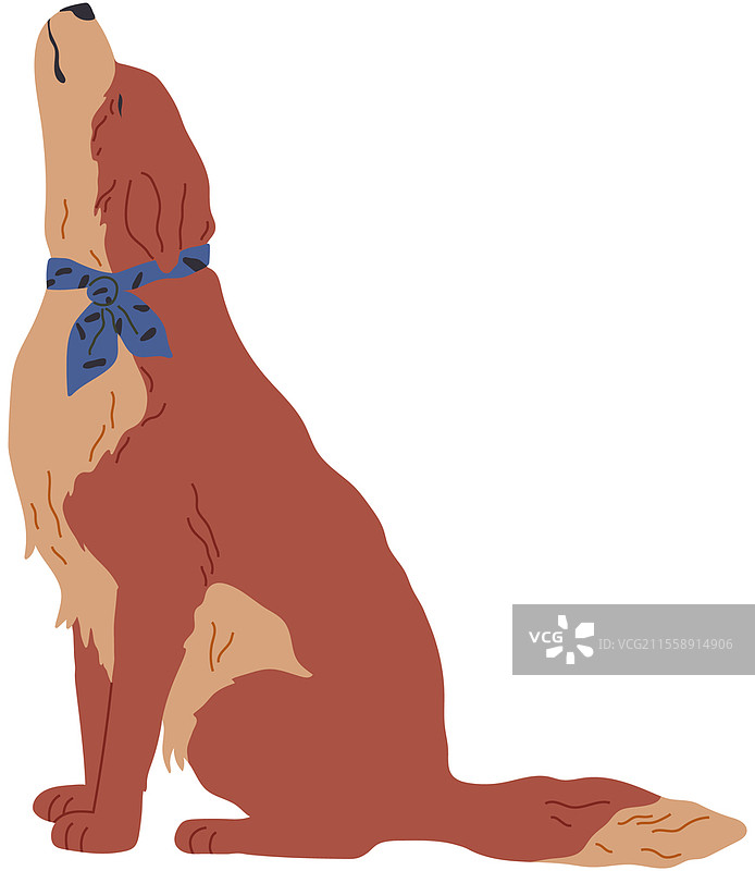 可爱的卡通狗狗，姜黄色毛发，坐着微笑。短毛家犬，宠物，家养动物的扁平矢量插图。宠物朋友，人类伴侣，带着项圈。关爱动物的概念。图片素材