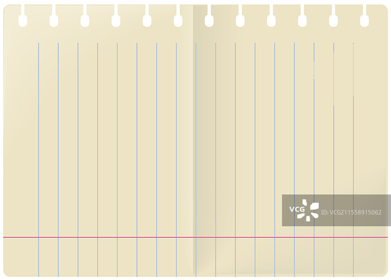 带线缝的白色A4纸张，独立展示。笔记本模型，留有空间供您放置图像、文本或企业标识细节。空白模型矢量插图。通知用教科书模板。带线缝的白色A4纸张，笔记本模型，通知用教科书模板。图片素材
