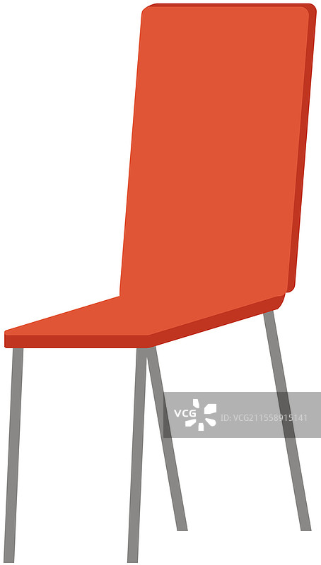 家居室内使用的木椅。白色背景上的橙色凳子。舒适的家居布置元素。由轻质塑料制成的座椅家具。经典椅子，家用木家具。家居室内使用的木制学校椅子。白色背景上的矢量橙色凳子。图片素材