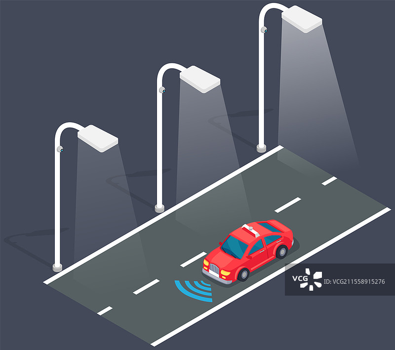 夜间，乘用车在城市道路上行驶。交叉路口的人员运输车辆。汽车在城镇的高速公路上行驶。红色汽车在街灯照亮的傍晚道路上行驶。夜间，乘用车在城市道路上行驶。人员运输车辆。图片素材