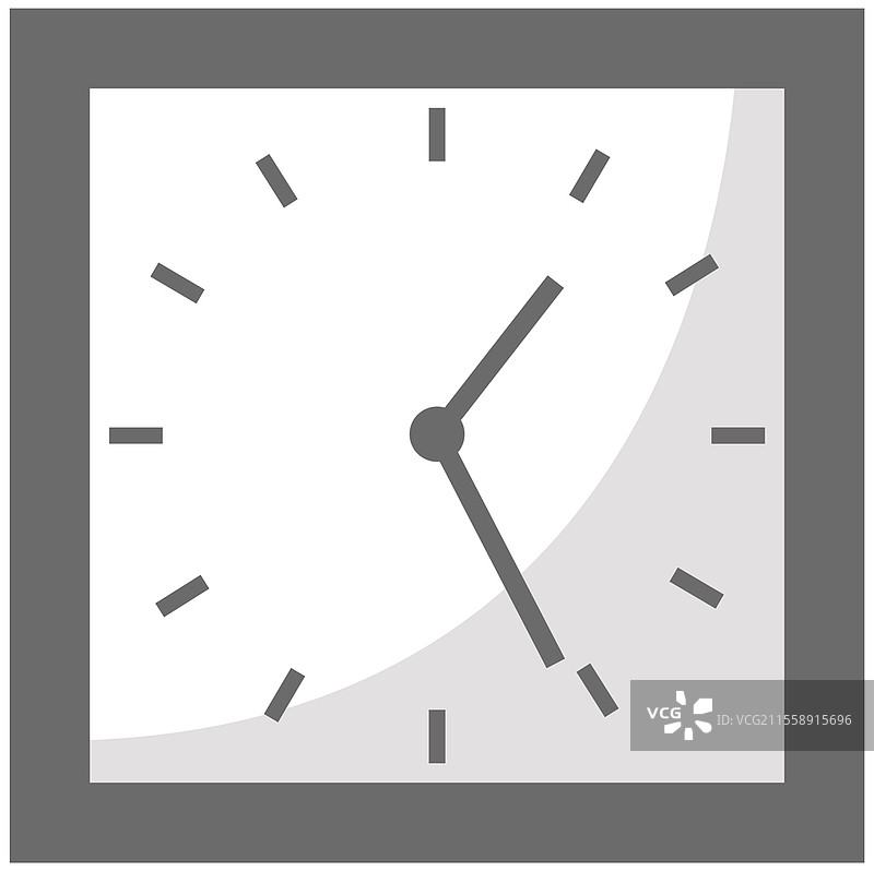 平面风格的时钟图标，独立计时器。商务手表。时间管理的矢量设计元素。经典的白色方形墙钟，适合家庭使用。办公室员工的工作场所时钟设备。平面风格的时钟图标，独立计时器。商务手表。时间管理的矢量设计元素。图片素材