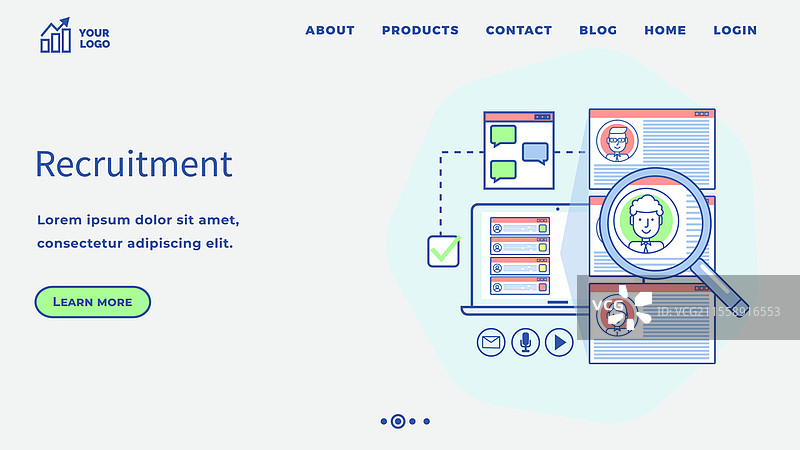 人力资源管理与招聘概念。工作面试，招聘机构程序设计。求职和就业机会的网站。通过互联网选择候选人和员工。人力资源管理与招聘概念。工作面试，招聘机构程序设计。图片素材