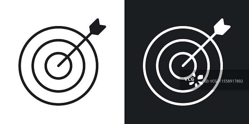 靶心图标集，黑色和彩色风格图片素材