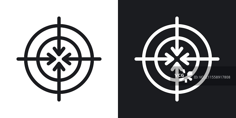 靶心指针图标集，黑色和彩色风格图片素材