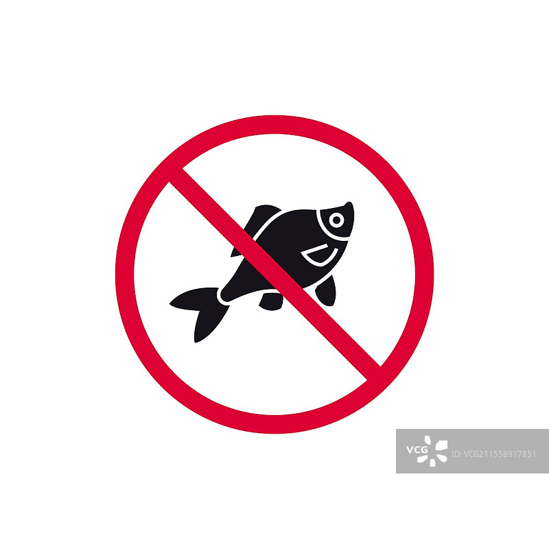 禁止钓鱼标志，现代圆形贴纸，矢量插图。图片素材