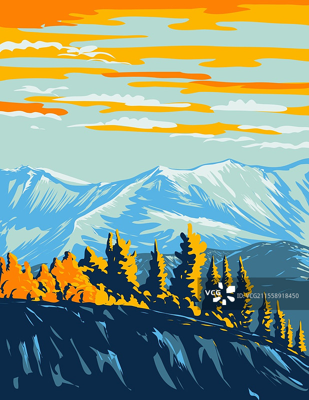 加拿大北育空的文图特国家公园的WPA海报艺术，采用工作项目管理局或联邦艺术项目风格。图片素材