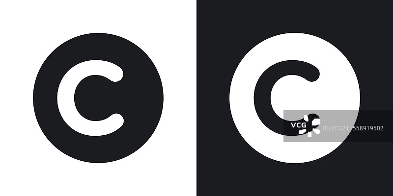 版权图标集，黑色和彩色风格图片素材