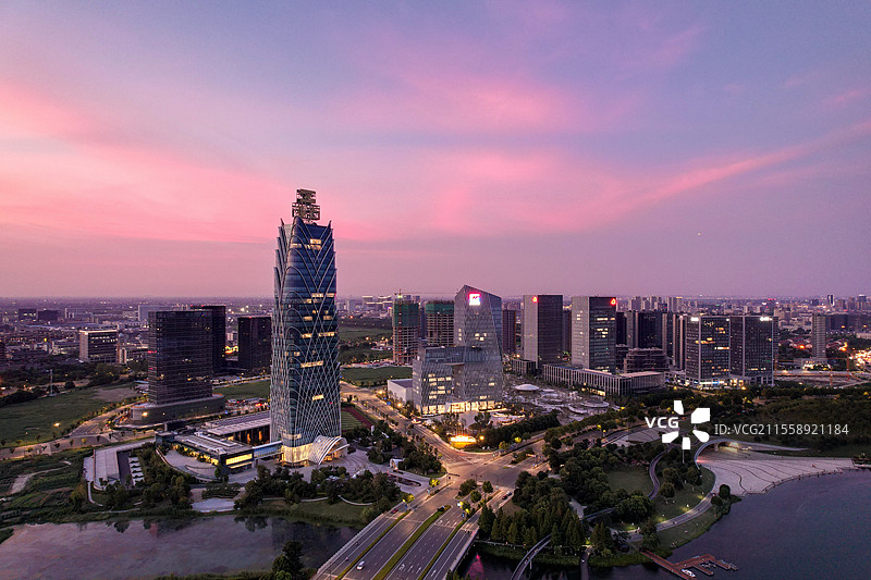 桐乡凤凰湖CBD图片素材