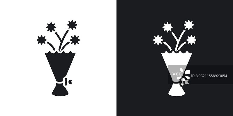 花束图标集，黑色和彩色风格图片素材