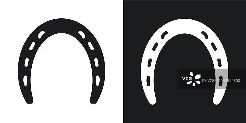 马蹄铁图标集，黑色和彩色风格图片素材