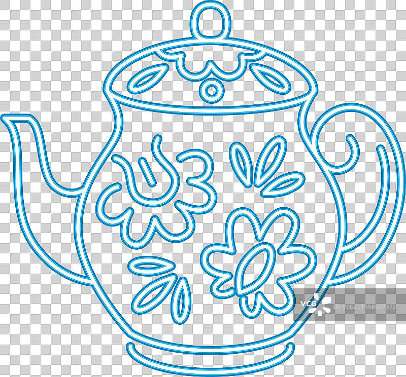 装饰茶壶霓虹线条图标图片素材