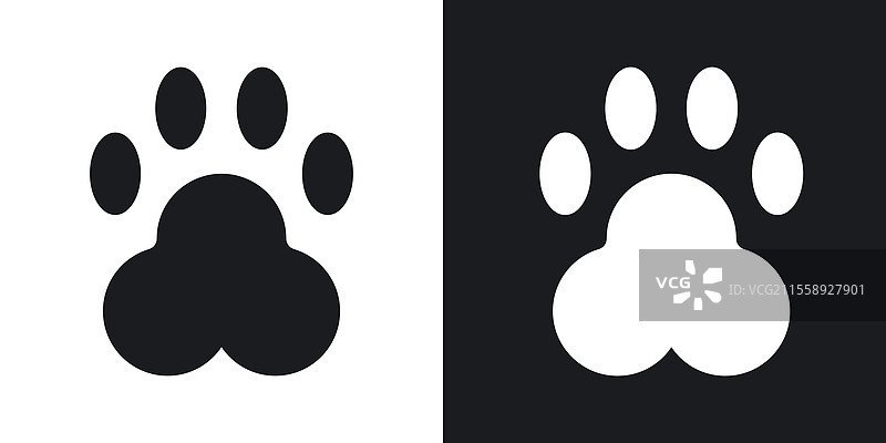 爪子图标集，黑色和彩色风格图片素材