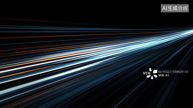 【AI数字艺术】高速公路上的车灯轨迹图片素材