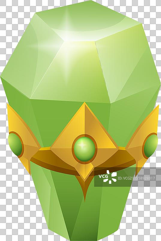 金框中的绿色闪亮多面宝石图片素材