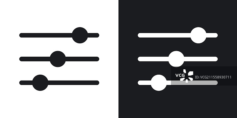 设置滑块图标集，黑色和彩色风格图片素材