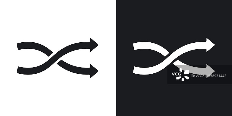 洗牌图标集，黑色和彩色风格图片素材