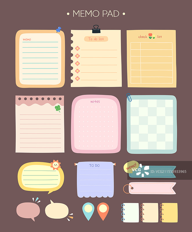 插图，日记装饰，备忘录，笔记本，书写工具图片素材