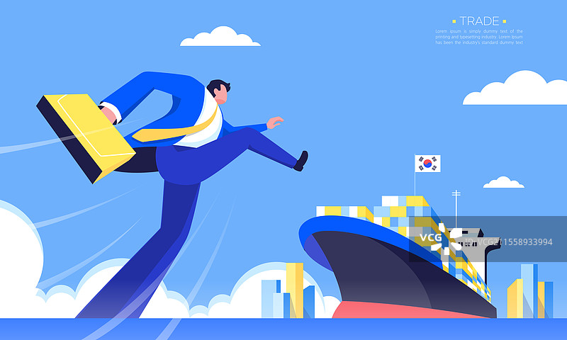 插图，经济衰退，下降，贸易逆差图片素材