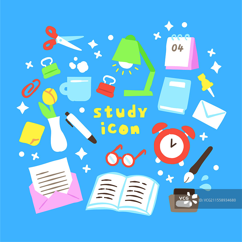 插图，图标集，学习图片素材