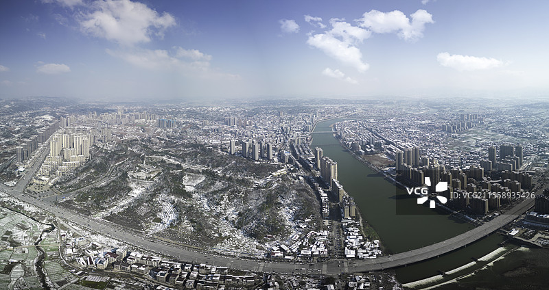 溆浦县城雪景图片素材