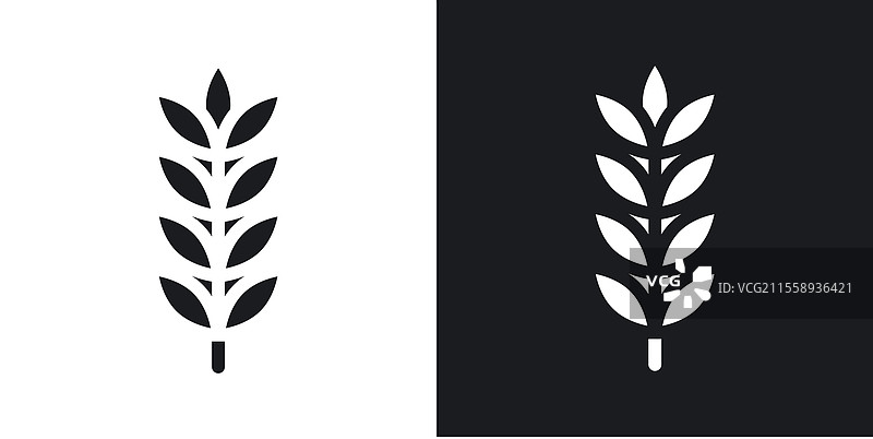 小麦图标集，黑色和彩色风格图片素材