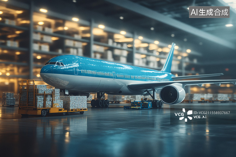 【AI数字艺术】仓储，航空货运，快递运输图片素材