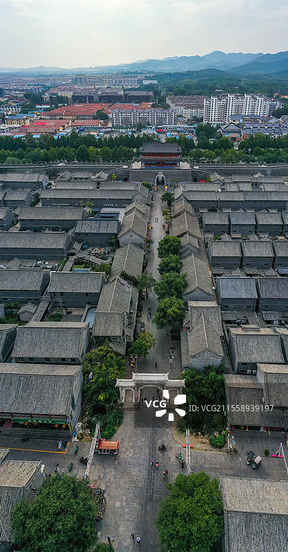 青州古城海岱都会与阜财门+山东省潍坊市青州市青州古城图片素材