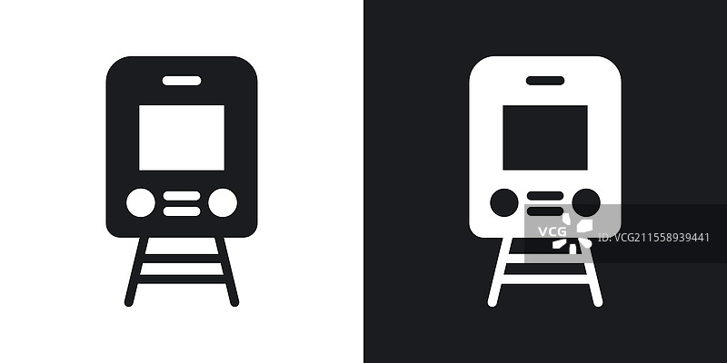 火车图标集，黑色和彩色风格图片素材