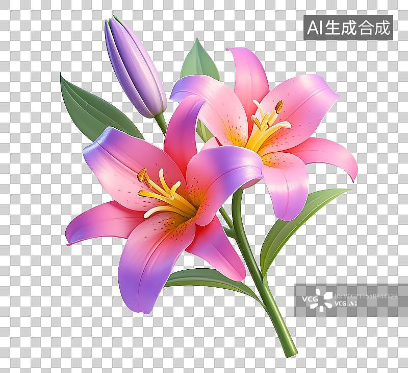 【AI数字艺术】3d卡通一朵花百合花母亲节花朵图片素材