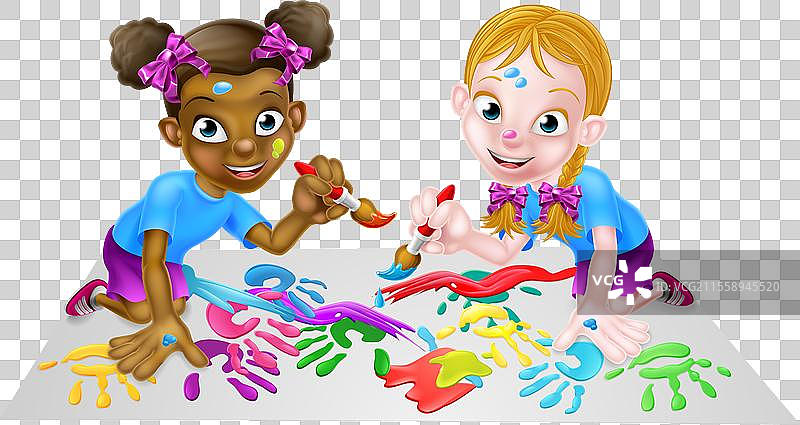 小女孩们在画画图片素材