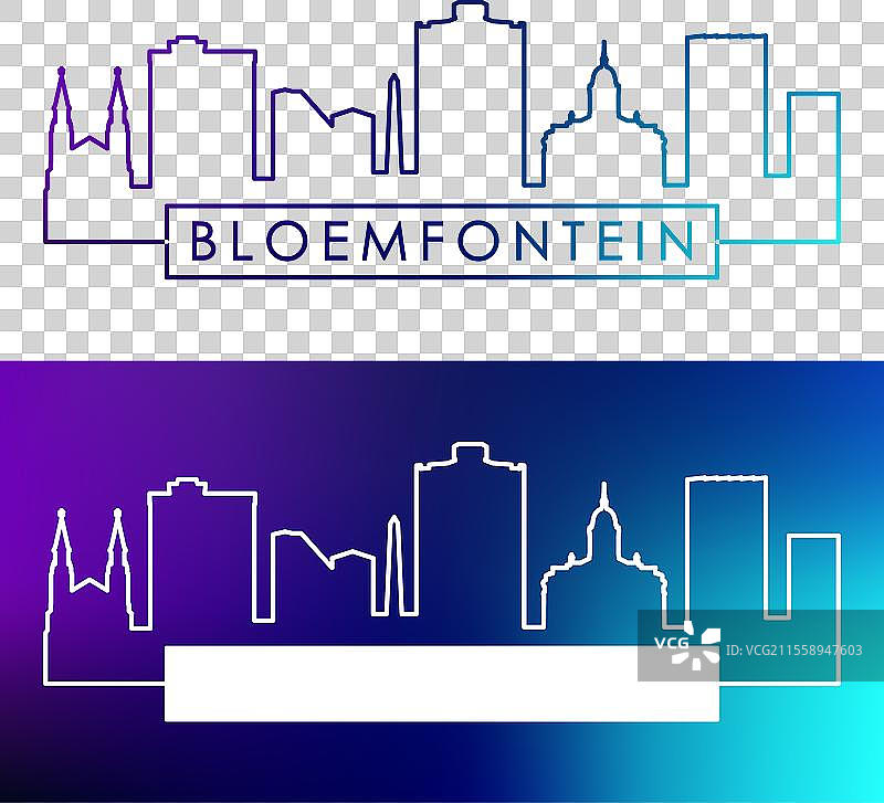 布隆方丹天际线彩色线条风格图片素材