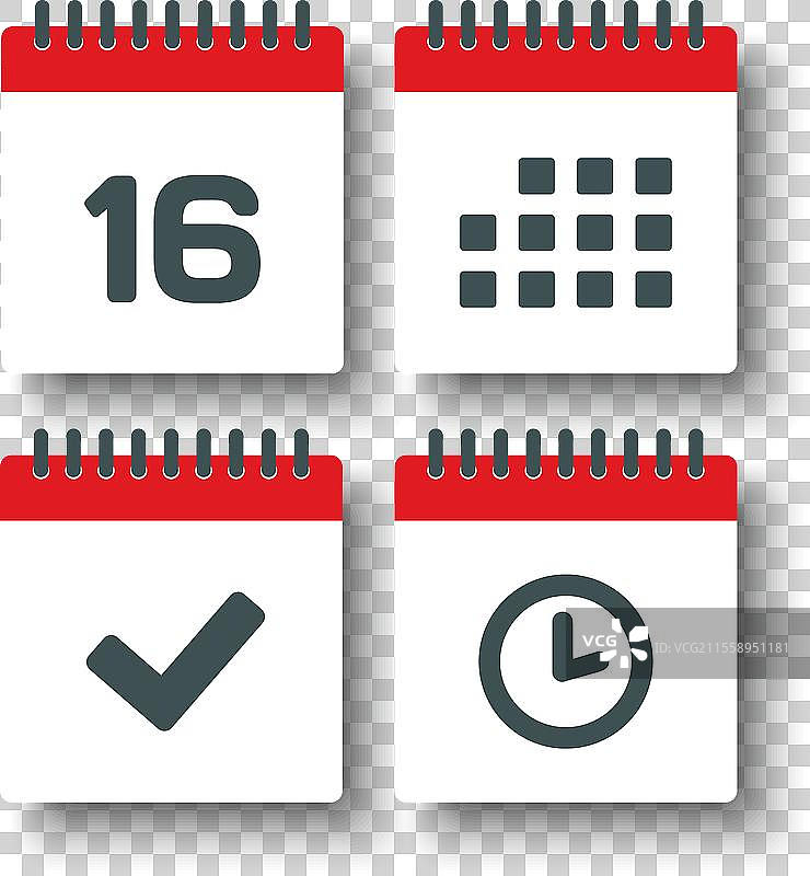 图标页面日历 - 16天议程计时器完成图片素材