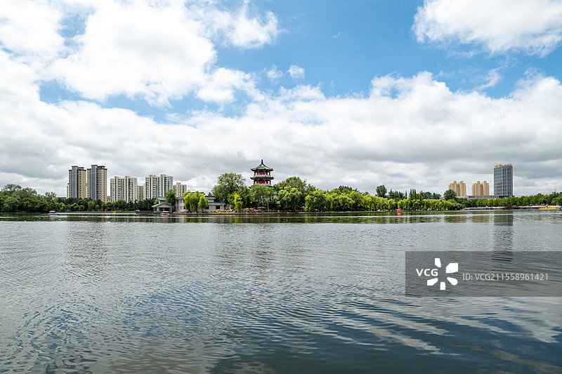 山东青岛莱西月湖公园风光图片素材