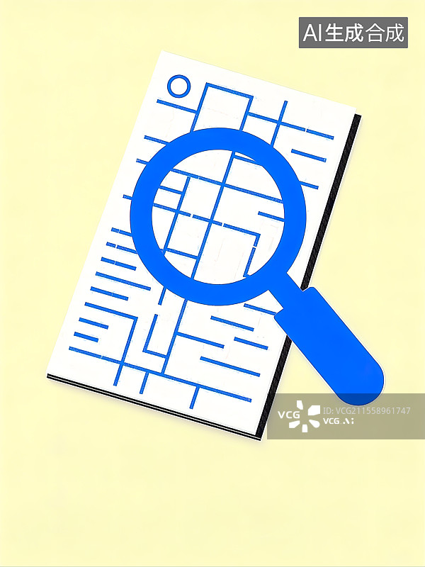 【AI数字艺术】蓝色的放大镜和地图图标图片素材