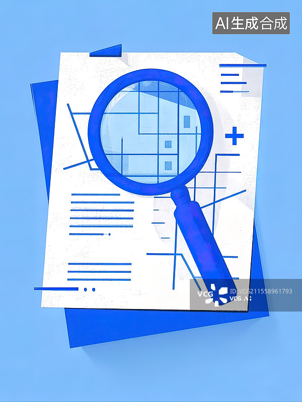 【AI数字艺术】蓝色的放大镜和地图图标图片素材