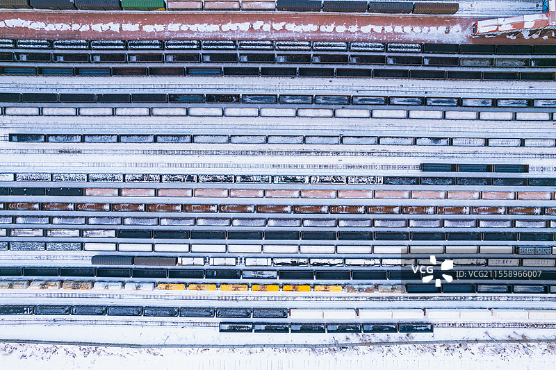 东北冬天火车站航拍图片素材