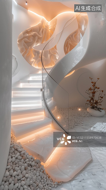 【AI数字艺术】旋转室内楼梯图片素材
