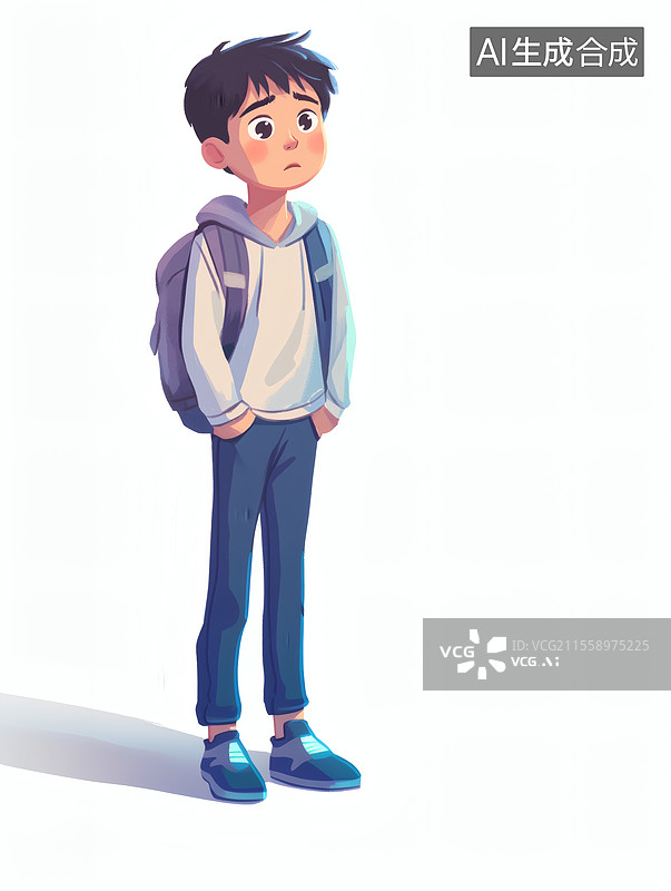 【AI数字艺术】儿童插画学习困难的学生休学退学教育问题升学压力图片素材