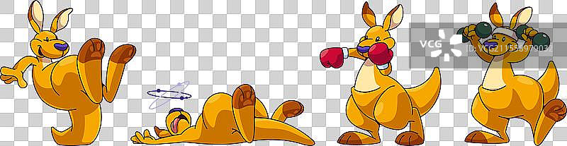 可爱的澳大利亚袋鼠角色跳跃图片素材