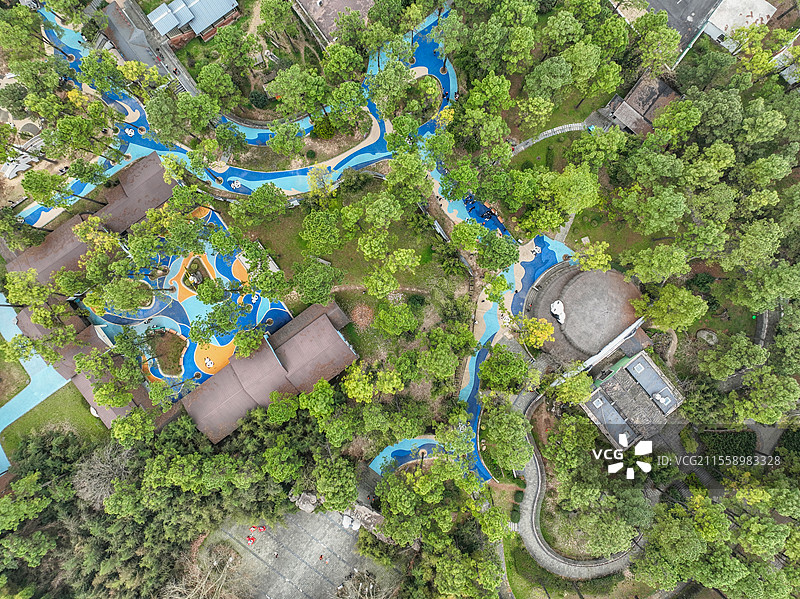 俯瞰安吉大熊猫馆+浙江省湖州市安吉县中国竹子博览园图片素材