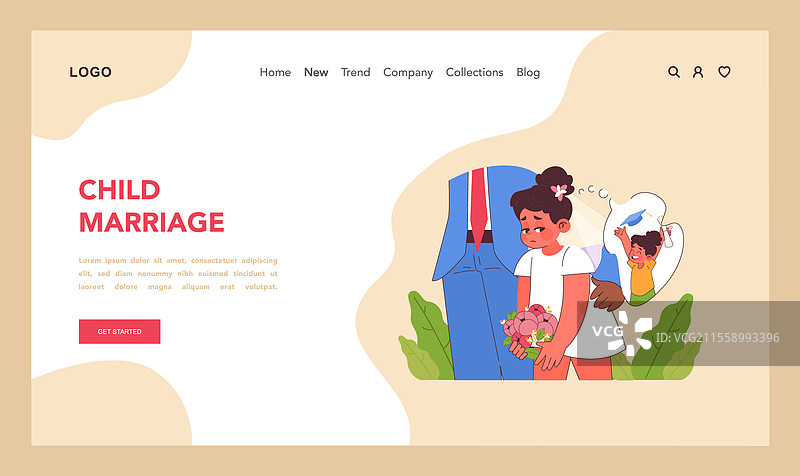 儿童婚姻概念扁平设计图片素材