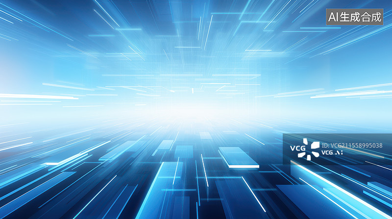 【AI数字艺术】蓝色光线科技抽象背景图片素材
