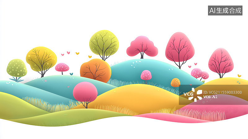 【AI数字艺术】童话般的彩色森林图片素材