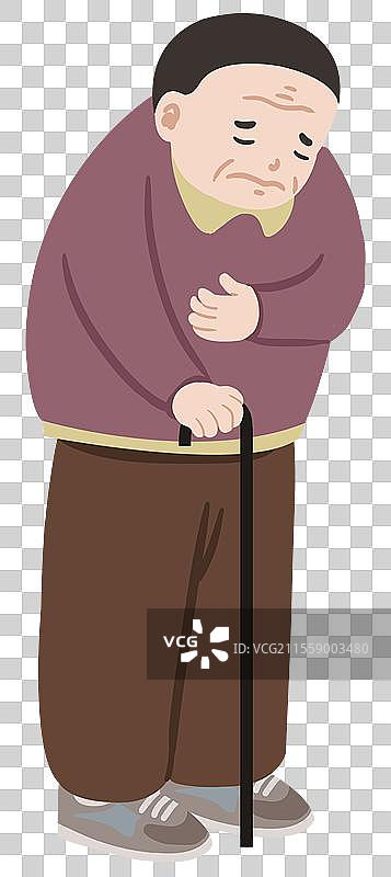 老年期老人老者退休后生活方式疾病生病病痛心脏病心梗心绞痛心脏危险危害散步难受资讯插画图片素材