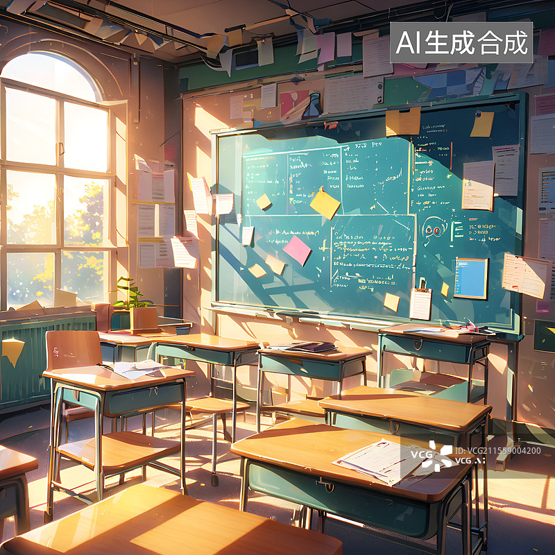 【AI数字艺术】日漫风格学校背景图片素材