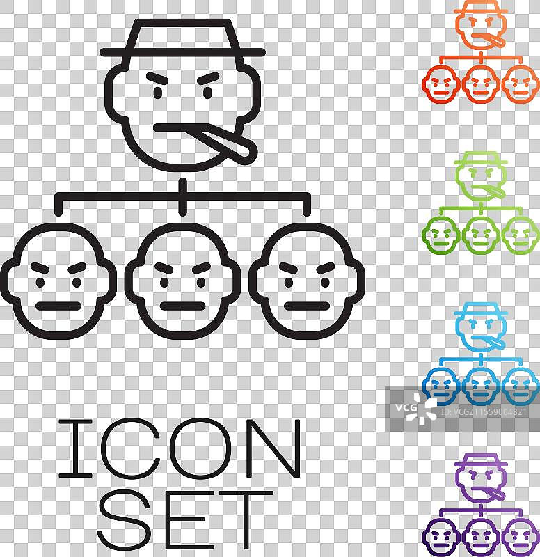 黑色线条的黑手党图标，背景为白色图片素材