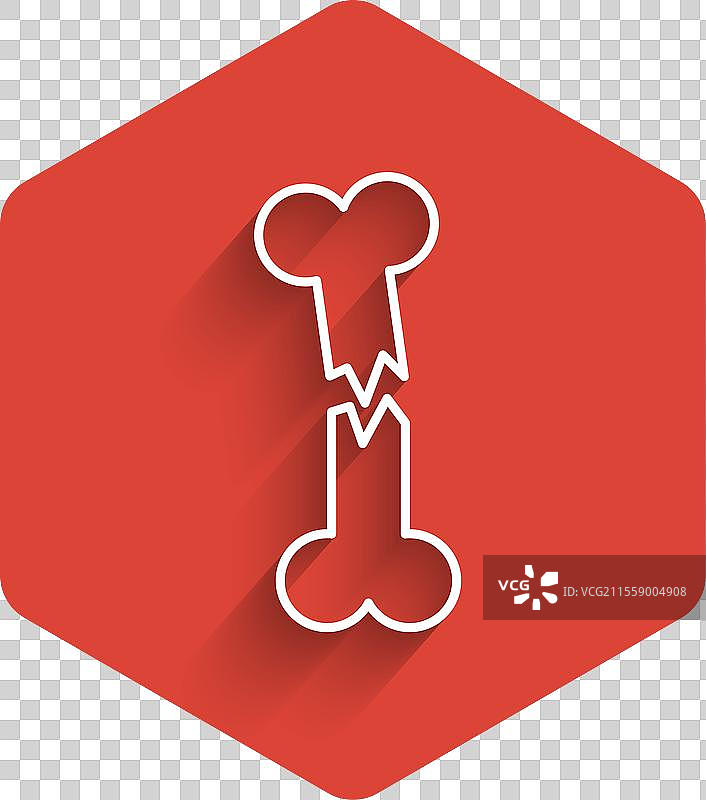 白色线条人类骨折图标，背景透明图片素材